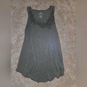 American Eagle Outfitters Dark Green Embroidered Tank Top